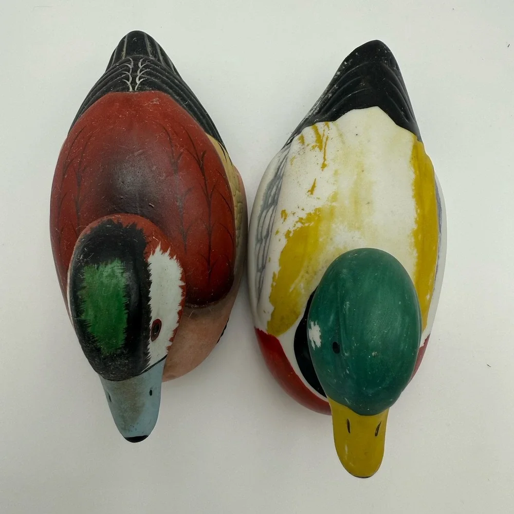 Decoy‎ Ducks Vtg Mini Lot of 2 Jasco Multicolors Lint Rustic Cottage Decor